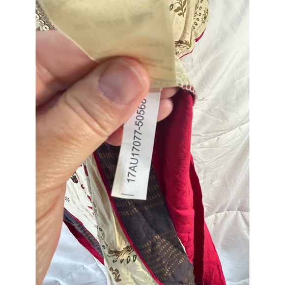 W for Woman Kurti Tunic Top Beige Red Floral Print Sequins Made in India Size 10 - Picture 8 of 12